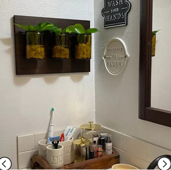 15" x 10" Medium Warm Wooden Plaque with Metal Mason Jars Brown - Picture 5 of 15